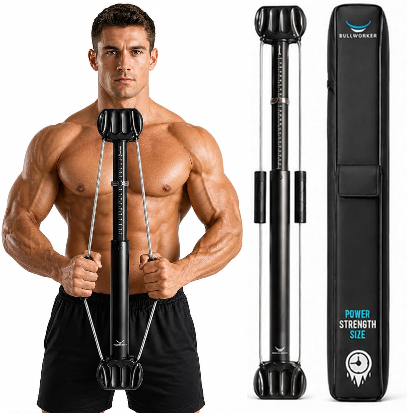 Bullworker Bow Classic 36" Isometric Wide Grip Exercise Equipment | Chest Expander Customized Variable Resistance, Chest and Arm Trainer, Full Body Strength Trainer, Shoulder Exerciser