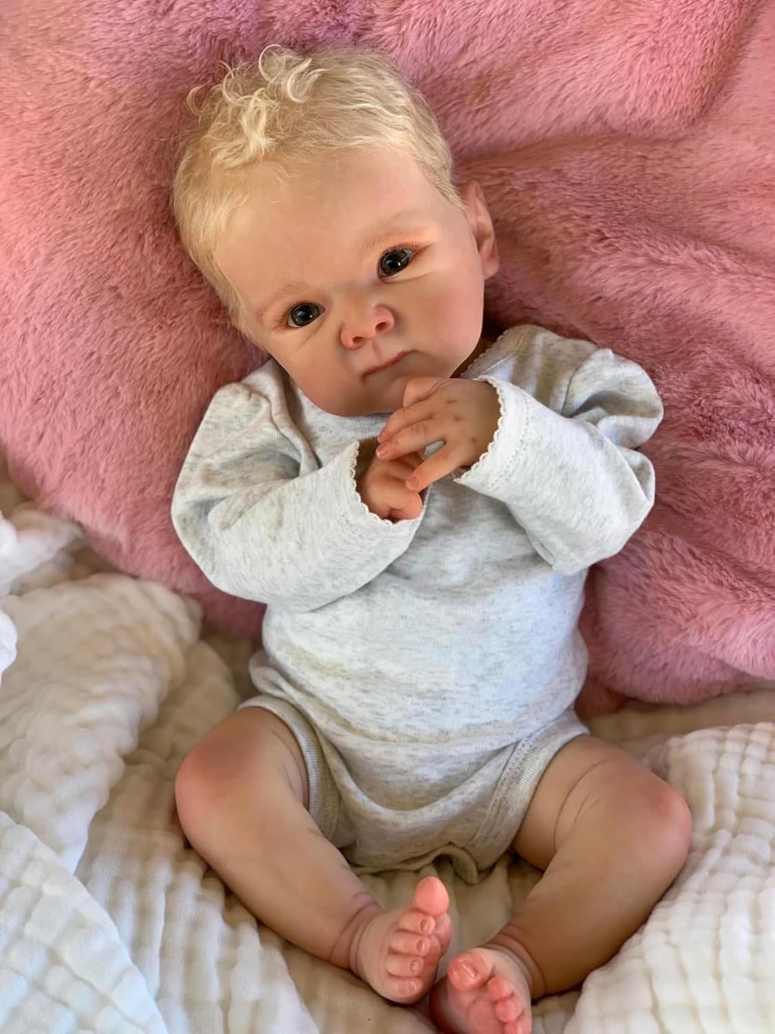 Zero Pam Realistic Reborn Baby Dolls Boy Silicone Full Body 18 inch Toddlers Newborn Baby Dolls Eyes Open with Hair Vinyl Full Limbs Washable Lifelike Reborn Babies Doll Toys for Kids 3