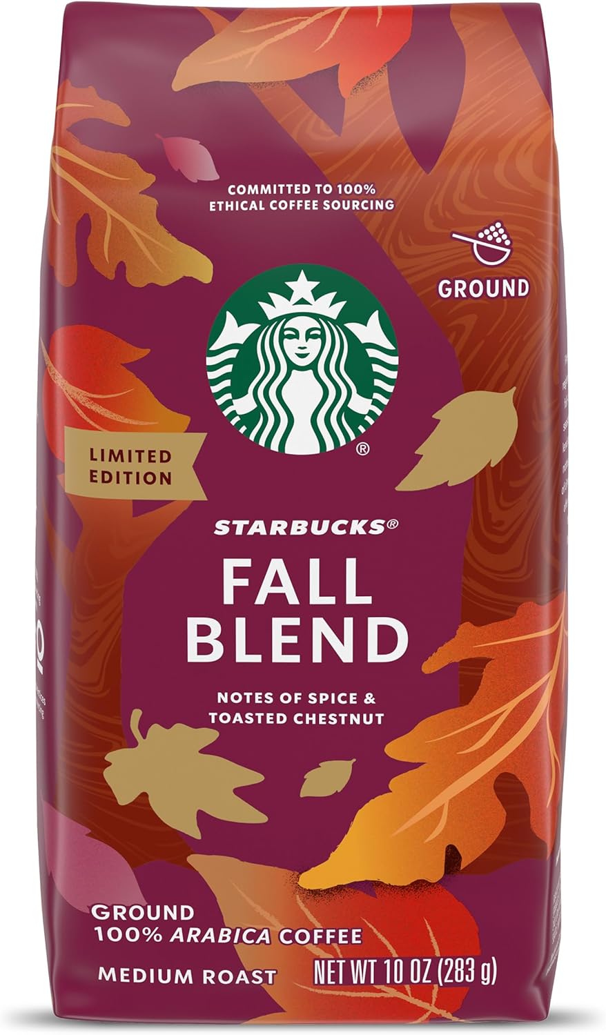 Starbucks Medium Roast Ground Coffee — Fall Blend — 100% Arabica — 1 bag (283g)