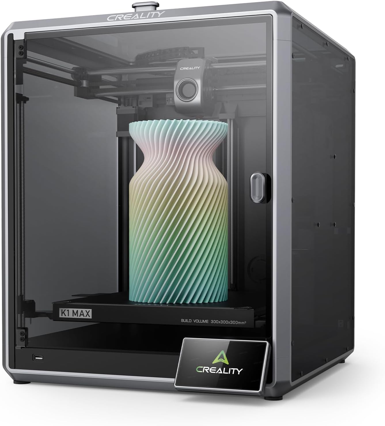 Creality K1 Max Upgraded 3D Printer, Large Size 3D Printers with 600mm/s Max High-Speed, Fully Auto Leveling, Dual-Gear Direct Extruder and Out-of-The-Box, Larger Printing Size 11.81x11.81x11.81in
