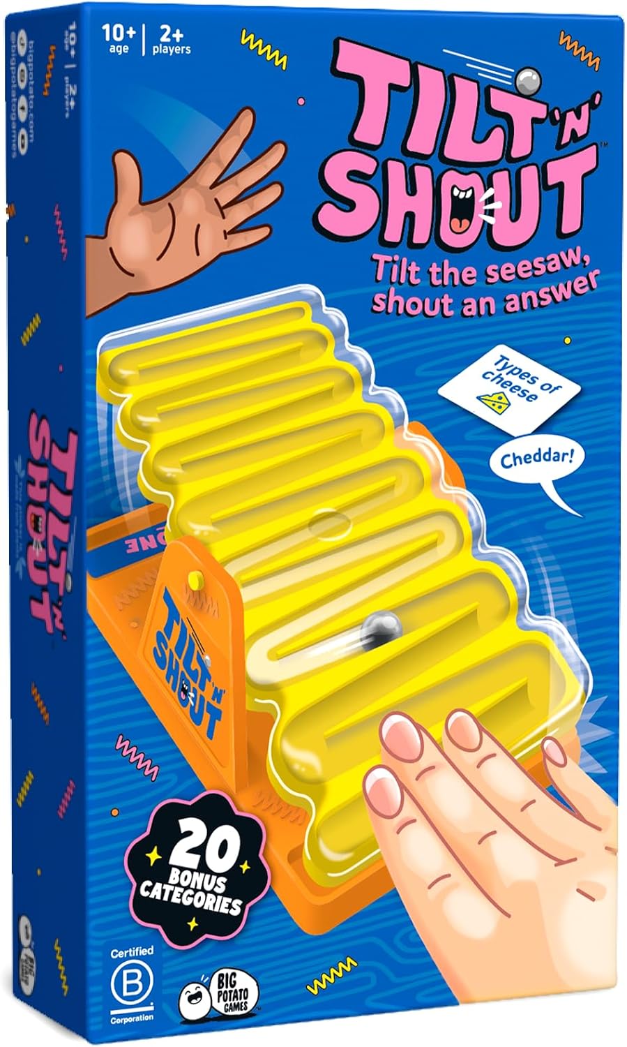 Big Potato Tilt ’n’ Shout – Fast-Paced Family Board Game for Adults & Kids | Shout-Out Trivia Party Game with Categories & Bonus Content | New Game Night Favourite for 2025 | Perfect Christmas Game