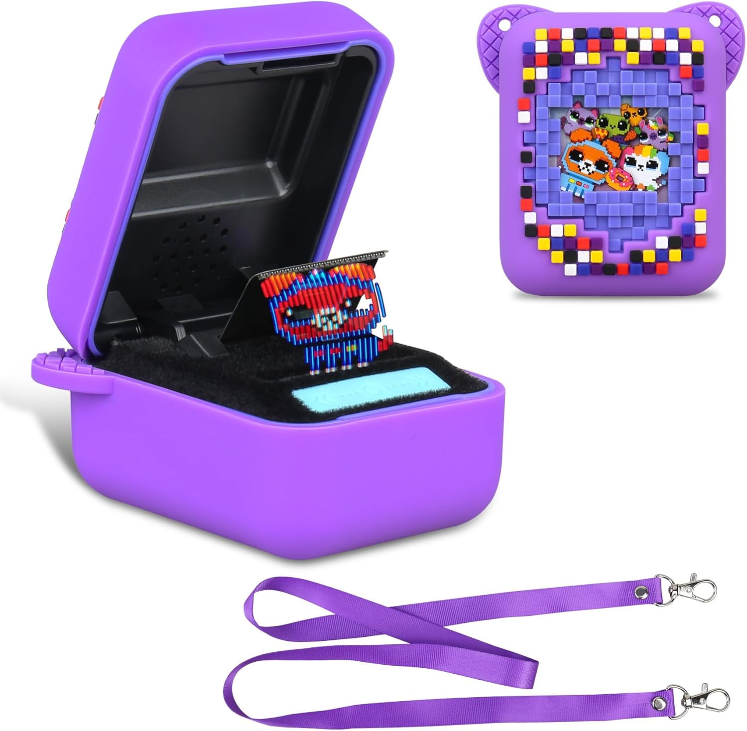 BOVKE Silicone Cover Case for Bitzee Interactive Toy Digital Pet with 15 Animals Inside, Bitzee Orginal Digital Pet Protective Skin Sleeve for Bitzee Virtual Electronic Pets Kids Toys, Purple