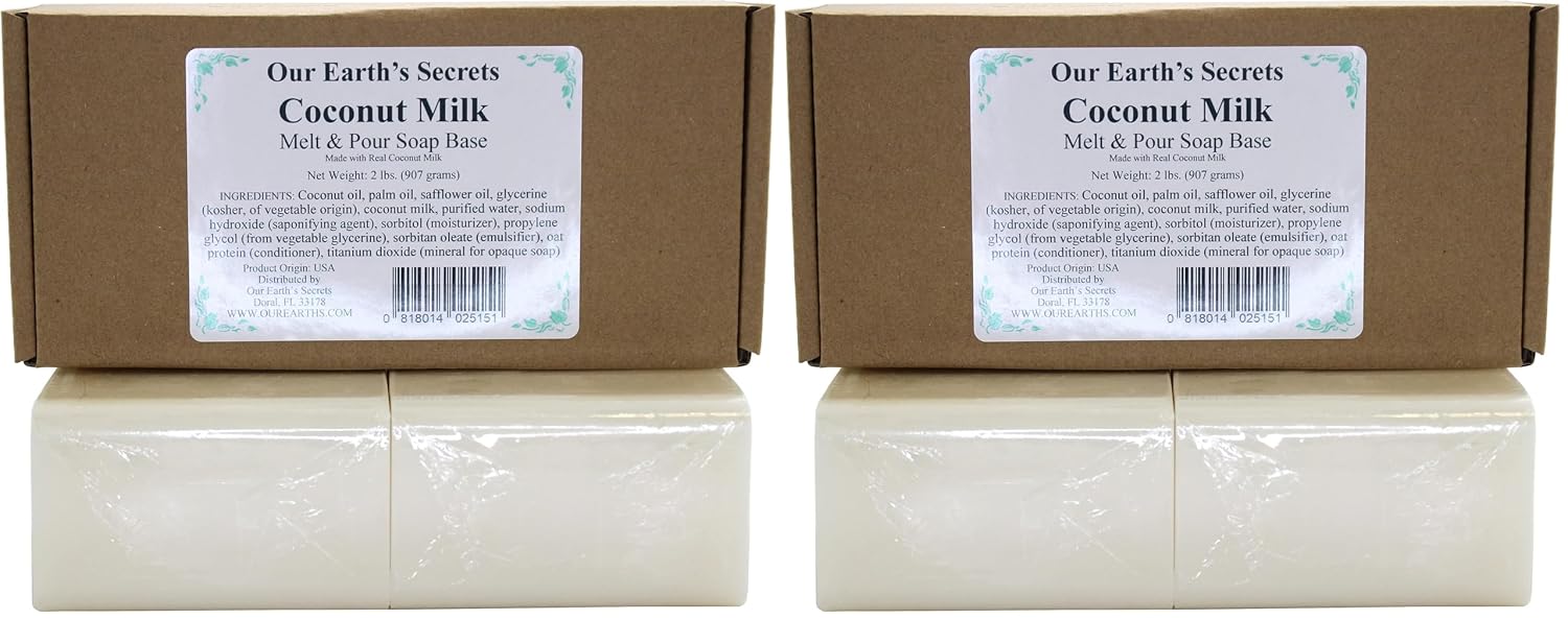 Our Earth's Secrets Coconut Milk - 2 Lbs Melt and Pour Soap Base (Pack of 2)