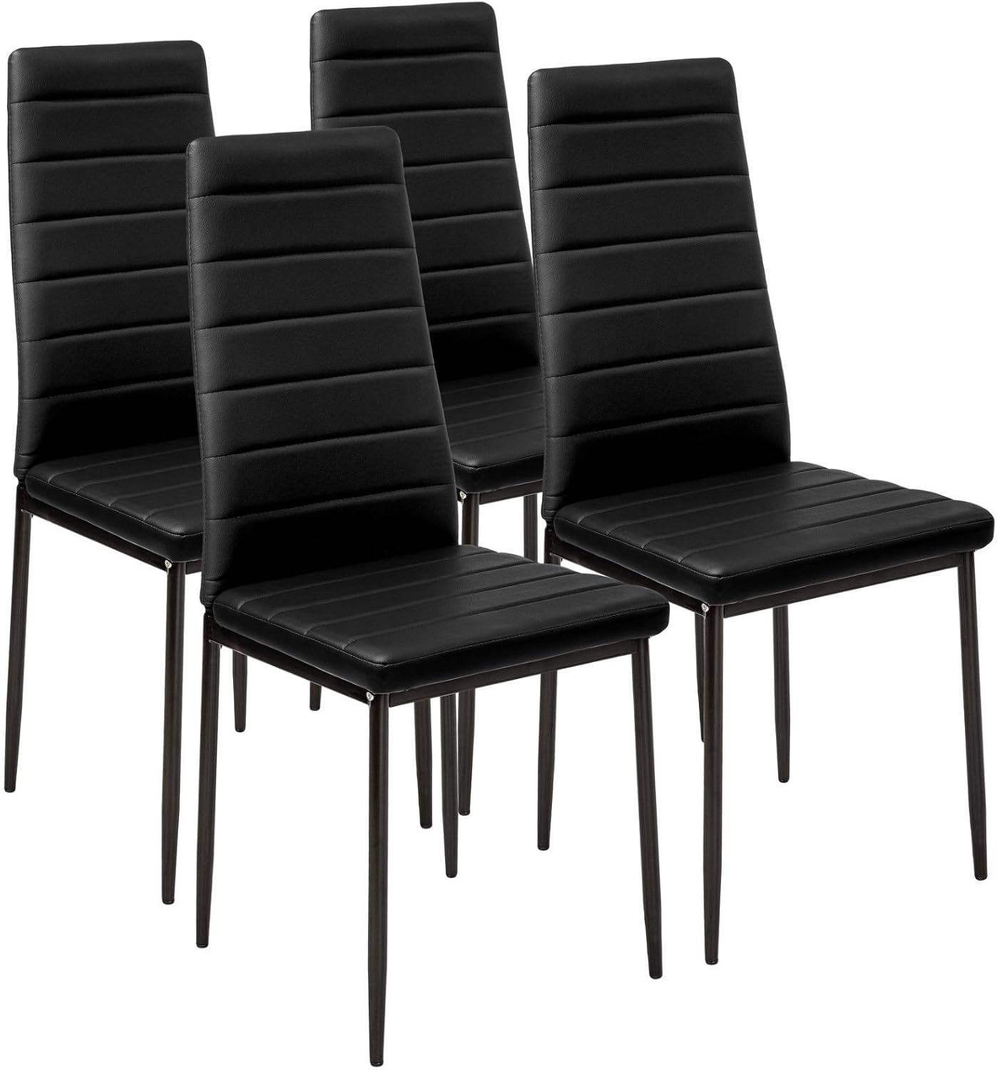 Panana Stunning Modern Faux Leather Black White 4/6 Chair Set for Dining Kitchen Room (Black, 4)