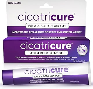 Cicatricure Face & Body Advanced Scar Gel, Scar Treatment for Old & New Scars, Fades Stretch Marks Away, Surgical Scars, Injuries, Burns and Acne Scar Treatment, For Adults & Kids, 1 oz (28g), 1-Pack