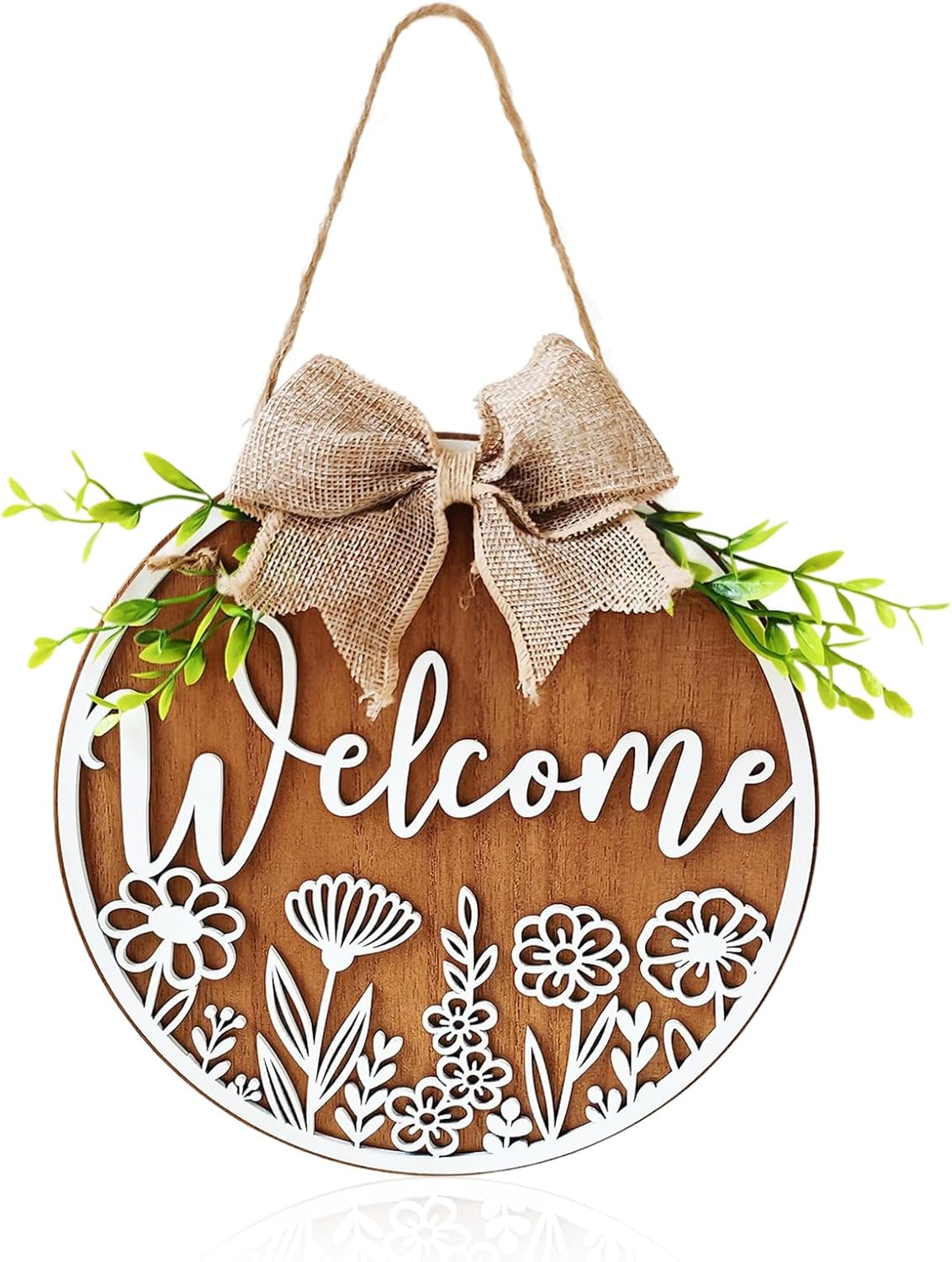 Hanging Welcome Sign, Funny Wooden Wall Decor with Natural Rope, Rustic Welcome Home Decorations for Kitchen Garden Farmhouse, Door Decorations, Housewarming Gift for New Home Owners