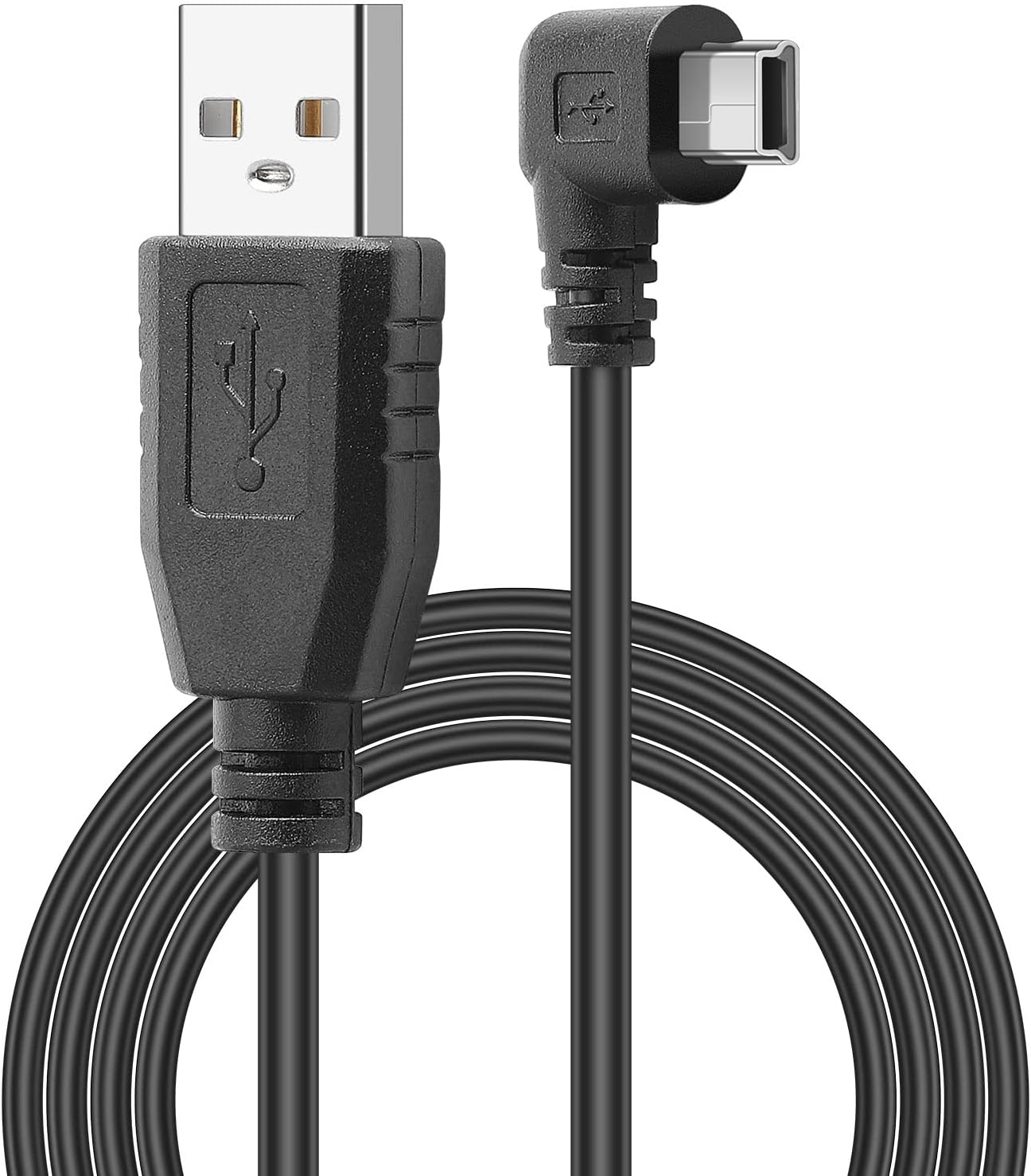 PASOW Mini USB Power Cable 90 Degree Right Angle (No Data Transfer) - USB 2.0 A-Male to Mini-B Car Vehicle Power Suppy Cord for Dash Cam (16FT)