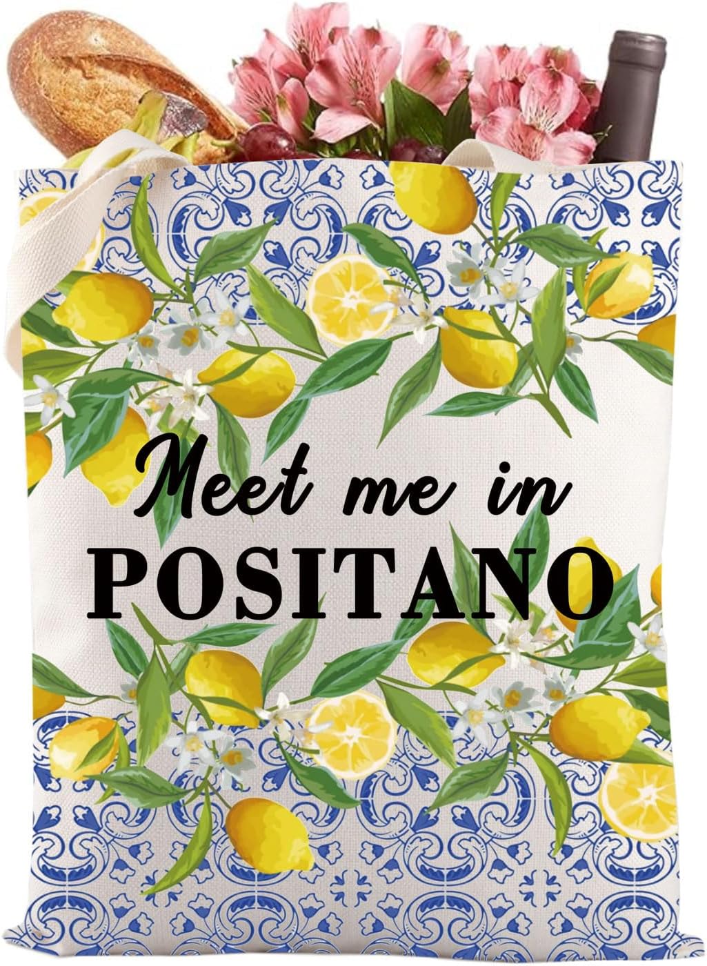 Gzrlyf Positano Tote Bag Italy Amalfi Coast Lemons Gift Italian Lemon Gift Positano Travel Bag Positano Souvenirs Beach Bag