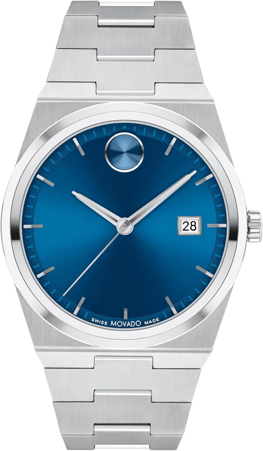 Movado Bold Quest Men's Sport Watch - Swiss Quartz Movement, Stainless Steel Link Bracelet - 5 ATM Water Resistance - Luxury Fashion Timepiece for Him - 40mm
