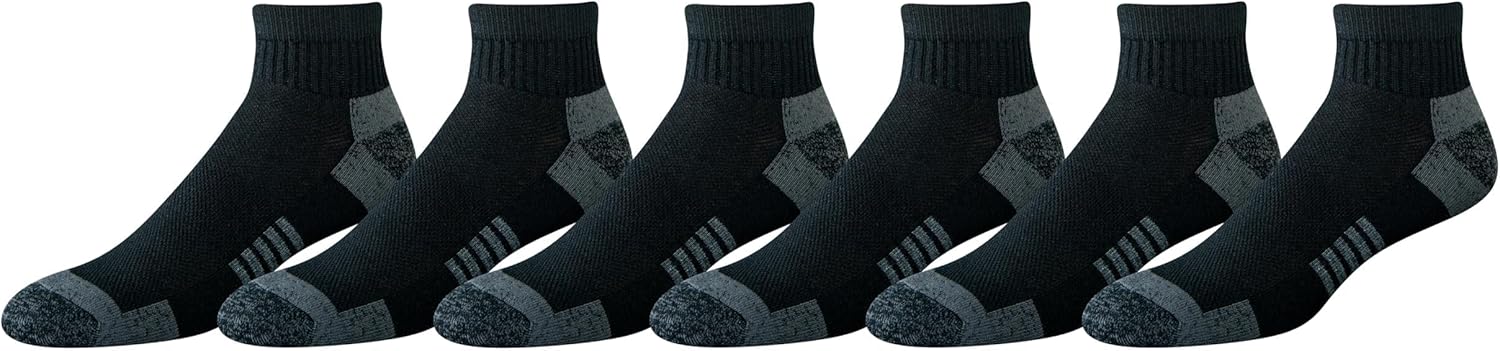 Amazon Essentials Men's Athletic Ankle Socks, Breathable, Cotton Blend, Cushioned, 6 Pairs