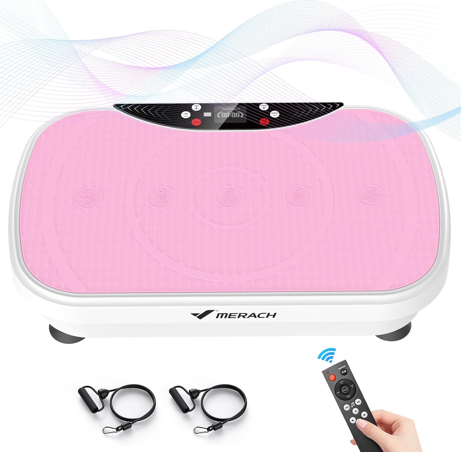 MERACH Vibration Plate Exercise Machine, Vibration Plate for Lymphatic Drainage Weight Loss, Vibrating Plate Exercise Machine with Bluetooth and LED Display, Workout Equipment for Women Men Home