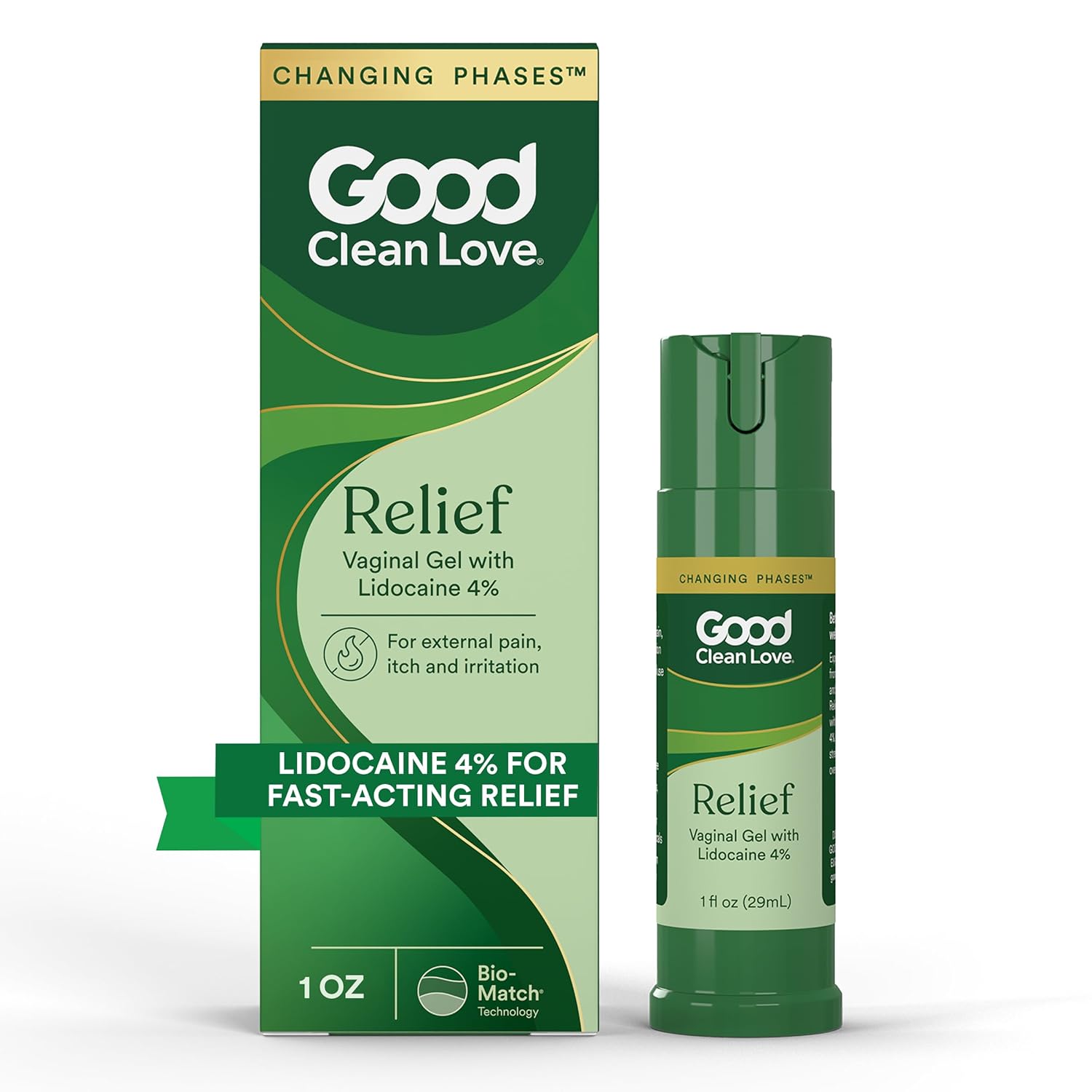 Good Clean Love Vaginal Pain & Itch Relief Gel with Lidocaine 4%, Fast-Acting Feminine Care & Relief from Pain, Itch, and Irritation, Promotes Vaginal Health, Postpartum or Post-Surgery Support, 1 Oz