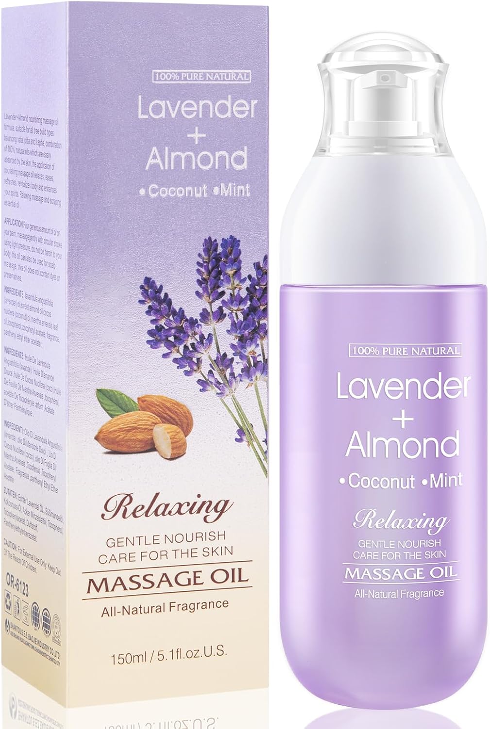 Massage Oil For Warming, Relaxing, Joint Pain Relief Sensual Massage Oil Lavender Almond Peppermint And Coconut Massage Oils For Massage Therapy Moisturizing Body Oil For Men And Women 5.1 Fl.Oz