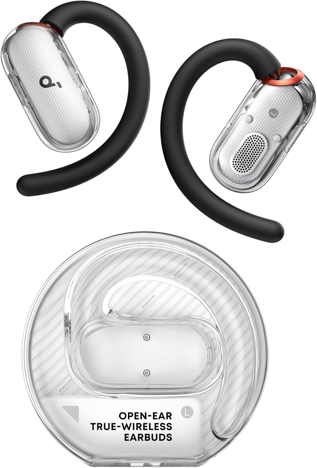 soundcore V40i by Anker, Open-Ear Headphones, Crystal Clear Design, 4 Adjustable Positions for Every Ear Size, Richer Bass, IP55, 21-Hour Playtime AI Clear Calls Bluetooth 5.4 App Control