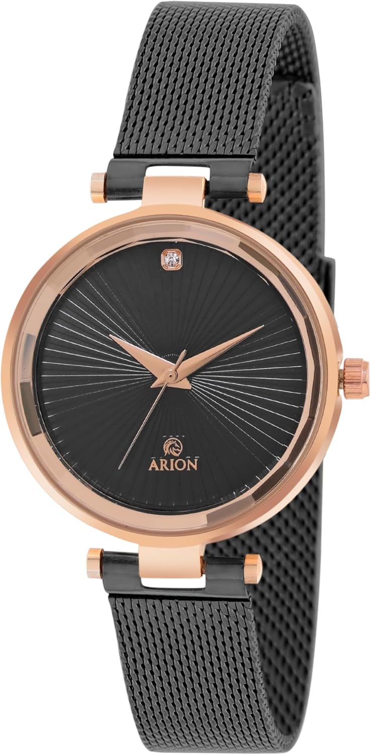 Arion Women’s Analog Quartz Watch 26mm Rose Gold-Painted Brass Wristwatch, Premium Fashion Dress Timepiece with Gift Box. Gift for Women Ladies Girls