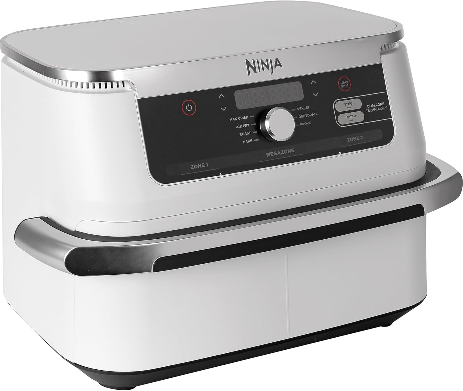 Ninja AF500EUWH FlexDrawer, Dual Zone with Removable Divider, Large 10.4L Drawer, 7-in-1, Air-Fryer uses no Oil, Air Fry, Roast, Bake, Max Crisp - white