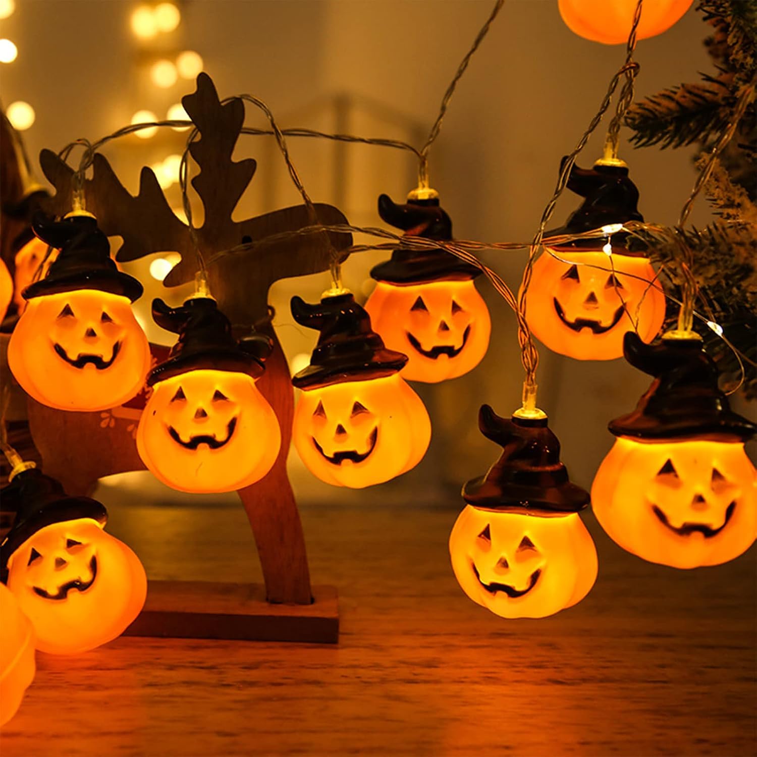 Jsdoin Pumpkin Lights 5M Halloween String Lights Battery Powered Halloween Decoration Pumpkin Lights 16.5ft 20 LED for Party Indoor Outdoor Home Festival Decoration