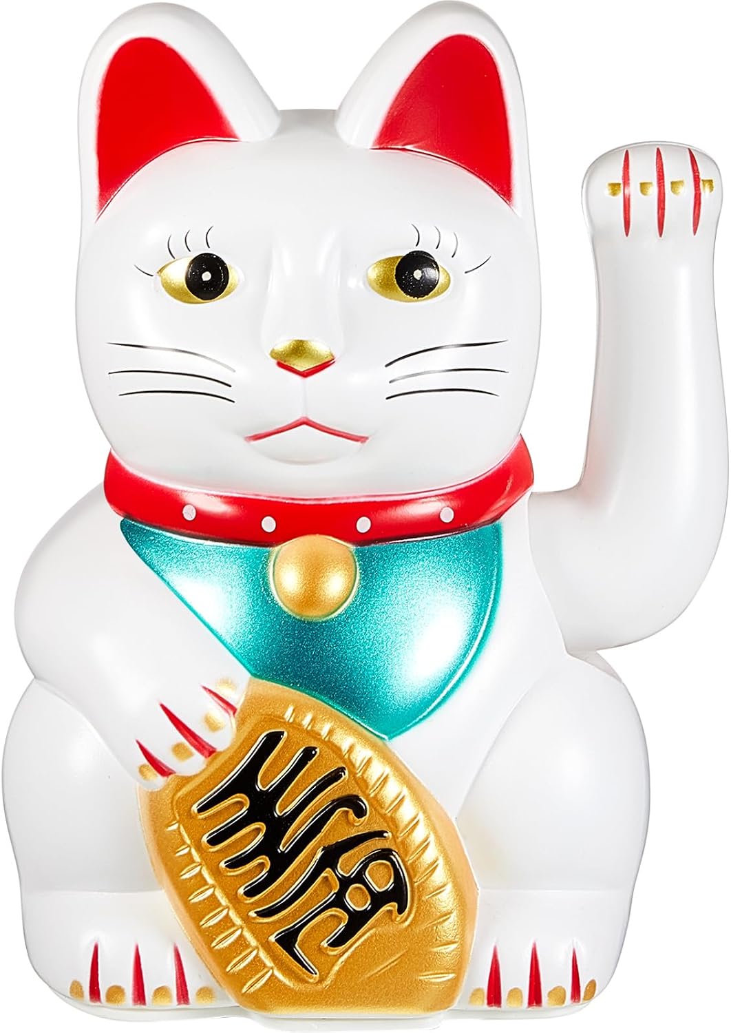 Chunful 6 Inch White Lucky Cat Waving Arm Maneki Neko | Japanese, Lovely Chinese Cat, Feng Shui Wealth, Good Luck, for Front Desk, Car, Business Openings, Battery Not Included