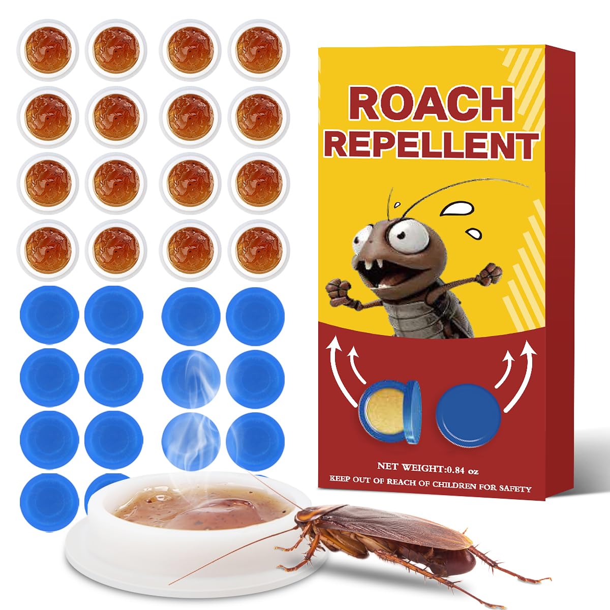 Professional Strength Cockroach Gel Bait, 32 Pack Effective Roach Killer Consume Bait for Heavy Infestations, Pet Safe Formula for Control in Cracks Crevices Walls