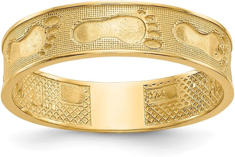 Solid 14K Yellow Gold Footprints In The Sand Ring