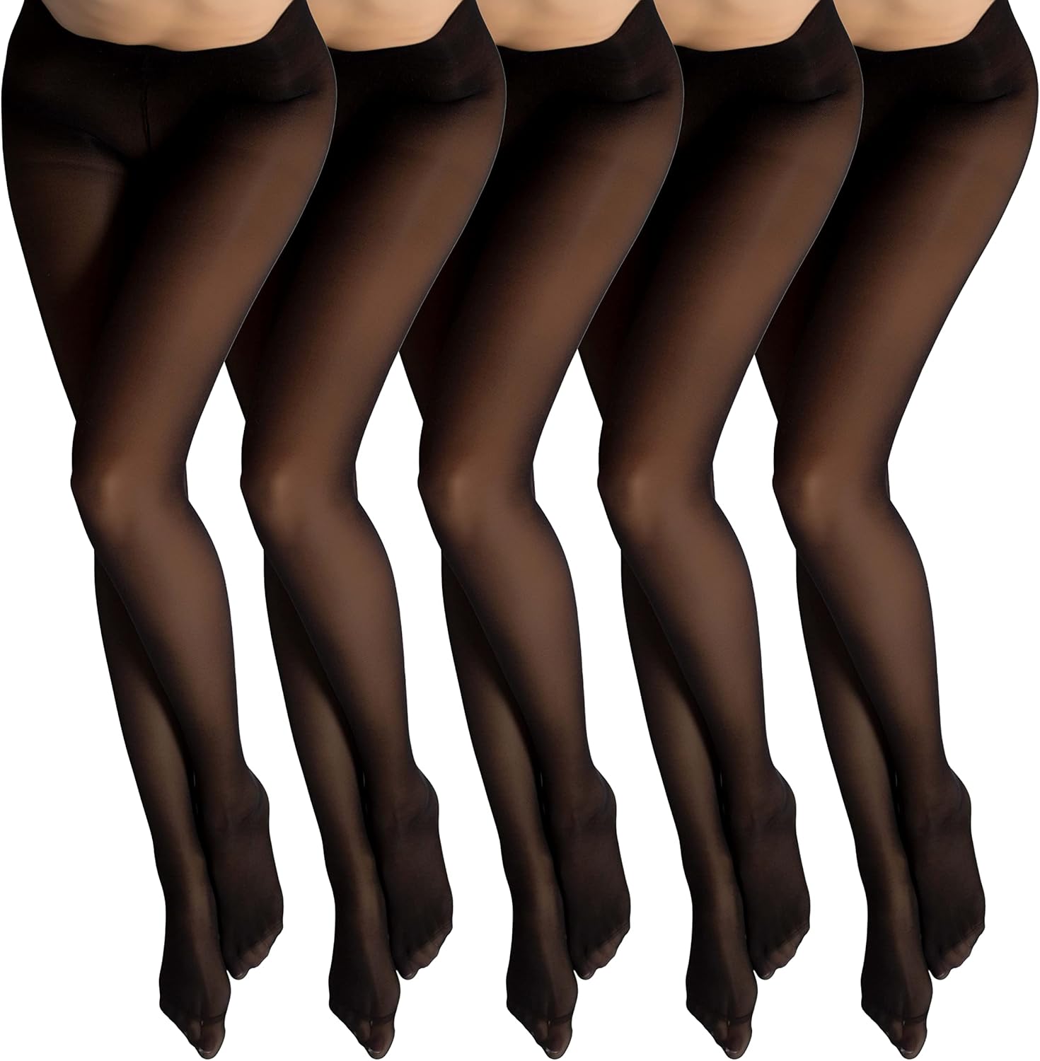 Bonjour® Women's Comfortable Tights (5-Pack) - 40 Denier Black Opaque Tights with Stretch Fit Design for Every Occasion