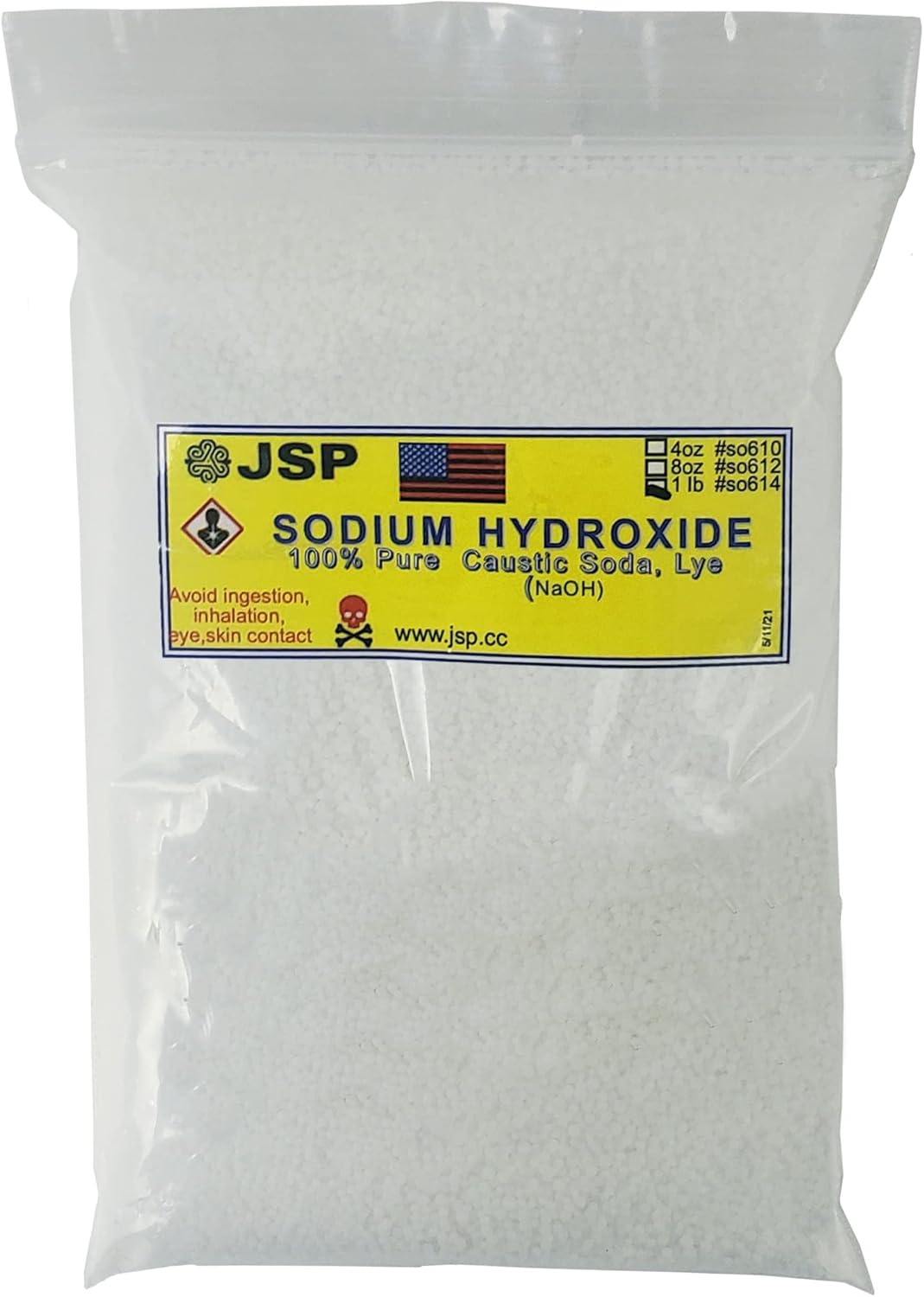 Sodium Hydroxide 100% Pure Caustic Soda, Lye 1LB (Single)