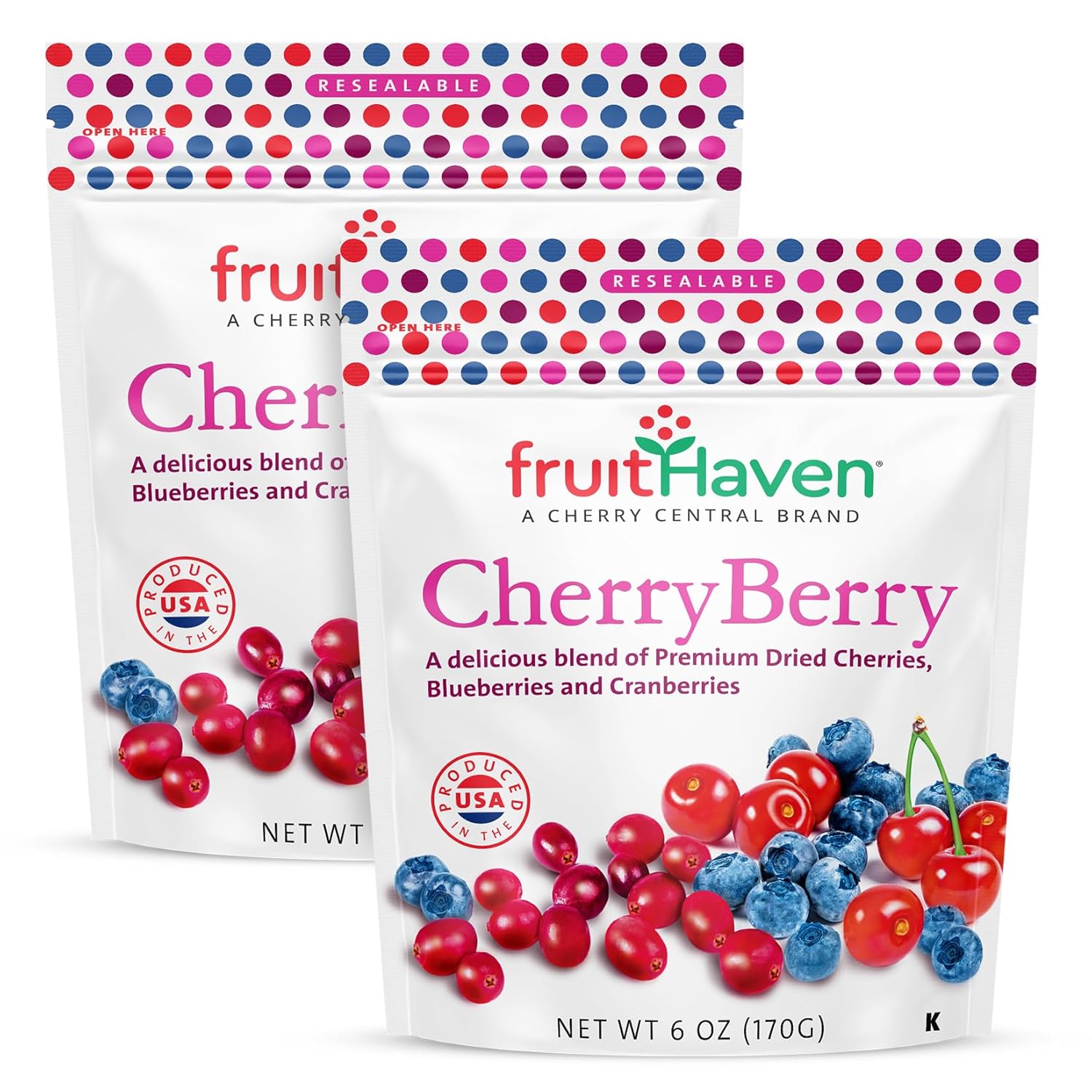 fruitHaven Montmorency Dried Berries, All Natural,Gluten Free, No Perservatives, Good Source of Fiber, Vitamins and Minerals, Grower Owned Since 1973 (Cherry Berry, 2 Pack)