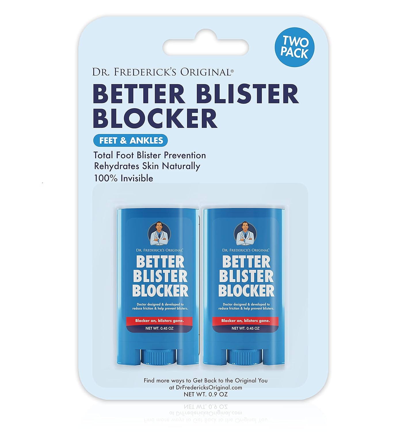 Dr. Frederick’s Original Better Blister Blocker 0.90 oz - 2 Sticks - Anti Chafing Stick - Anti Blister Balm - Blister Prevention & Pain Relief - Anti Chafe Stick for Travel - Theme Park Essentials