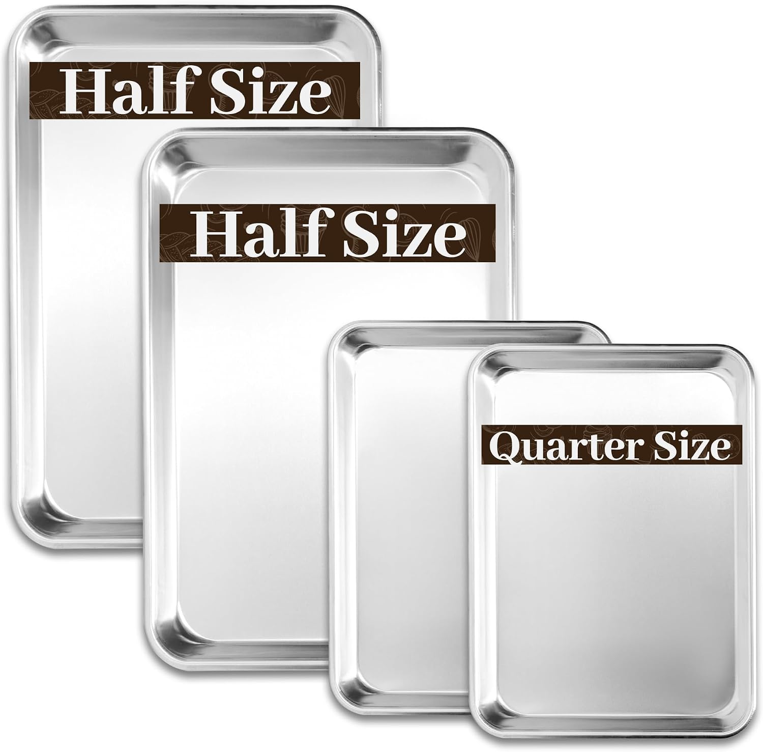 BIEAMA Aluminum Baking Sheet Pan Set of 4, 18" x 13"+ 13" × 10"