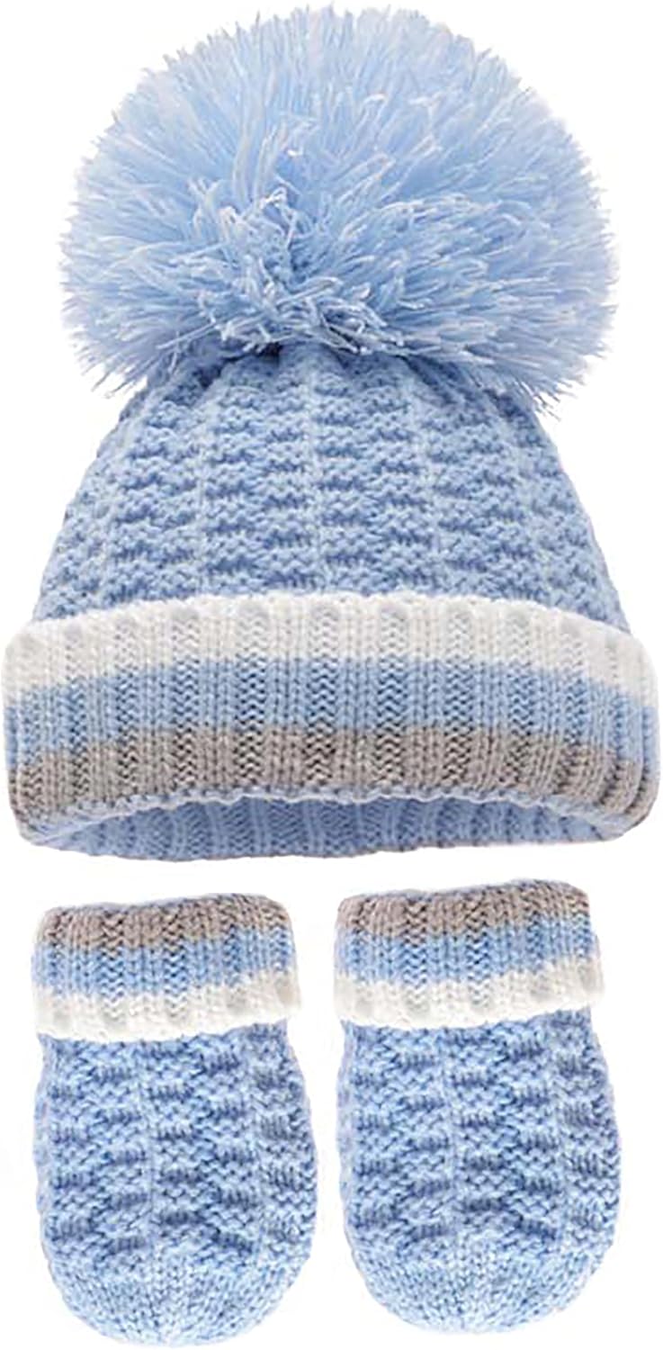 Soft Touch Baby Pom Pom Hat Hat Mittens Set