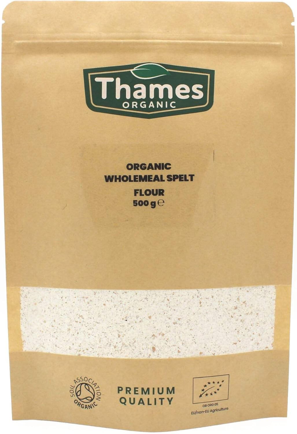 Organic Wholemeal Spelt Flour - of 100% Pure & Natural Flour - No Additives, No Preservatives - Vegan, Non-GMO, Certified Organic - Great for Baking, Cooking, and Sensitive Diets - Thames Organic 500g