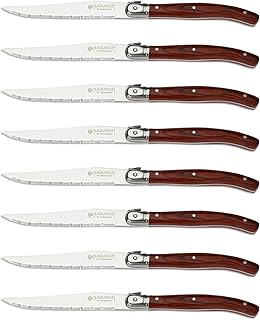 Steak knives Serrated Edge Sharp Light Premium Dishwasher Safe Stainless Steel knife set of 8 wood handle with Gift Box
