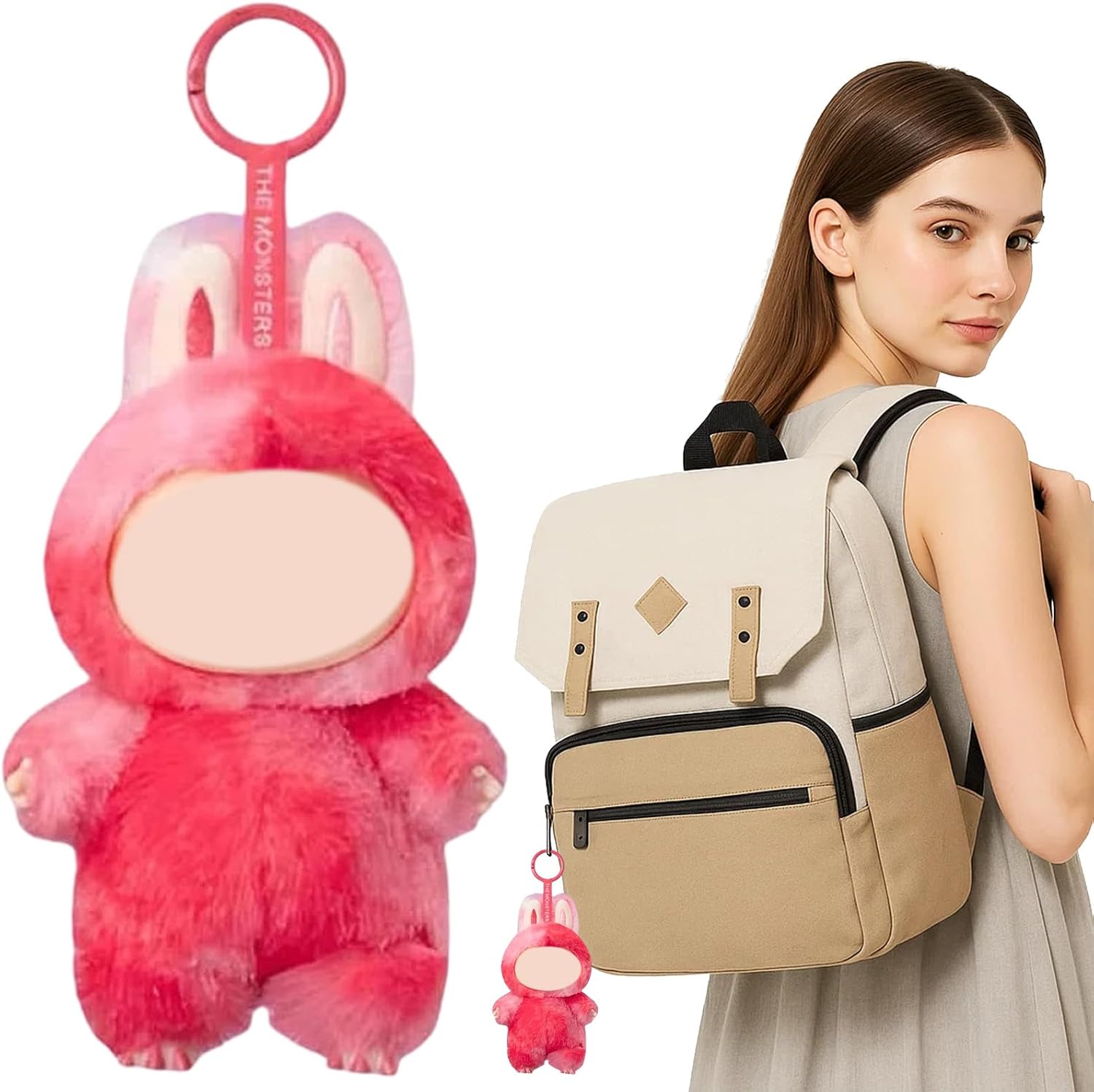 PXDUCN Cute Keychain, Cute Plushies, 3rd 6.69INCH Red Dolls Plush Keychain for Backpack, Bag, Car Plush Doll Hanging Decoration Keyring(Red)
