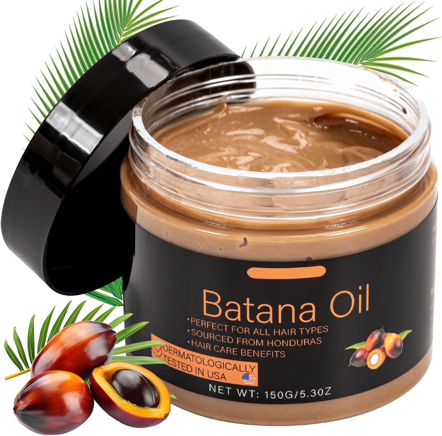 Raw Batana Oil for Hair Growth,5.3 Oz Natural Pure Dr. Sebi Botana Oils,Unrefined Organic Raw Batana Oil for Hair Care,Enhances Hair Thickness for Men & Women