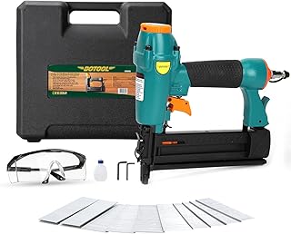 Pneumatic Brad Nailer, 18 Gauge 2-in-1 Nail, 5/8'' to 2'' Brad Nails and 5/8'' to 1-5/8'' Crown Staples, Safety Glasses and and 1000pcs Nails,for Carpentry, DIY,Woodworking