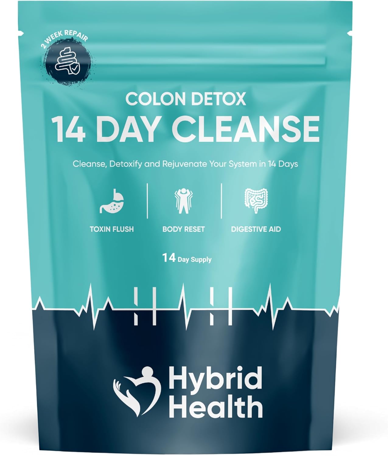 Hybrid Health Colon Cleanse | Rapid 14 Day Detox Supplement for Men & Women | Gut Health | Non GMO Gut Cleanse