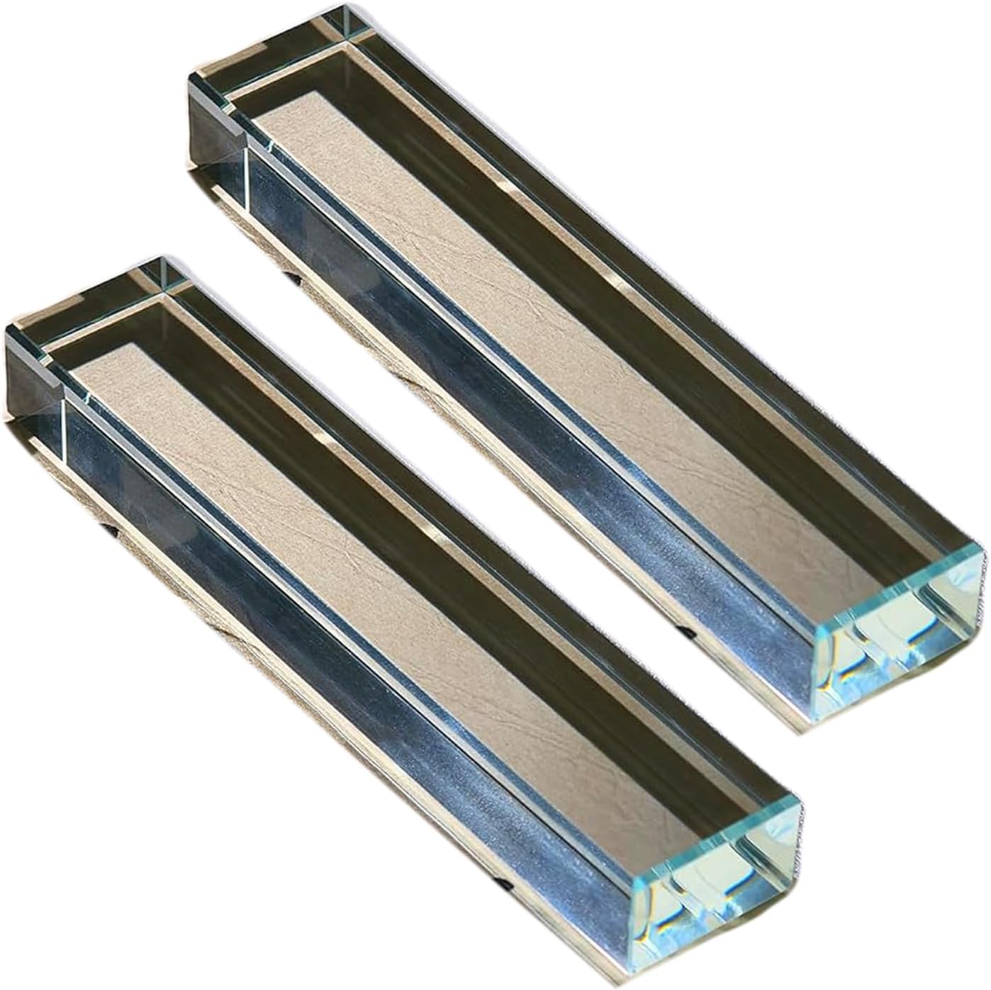 Glass Paperweight - 2 Pcs Clear K9 Glass Blocks for Office Desk & Books (5.9"x1.2"x0.8") - Modern Home Decor Crafts & Gifts Set with Transparent Glass Tiles