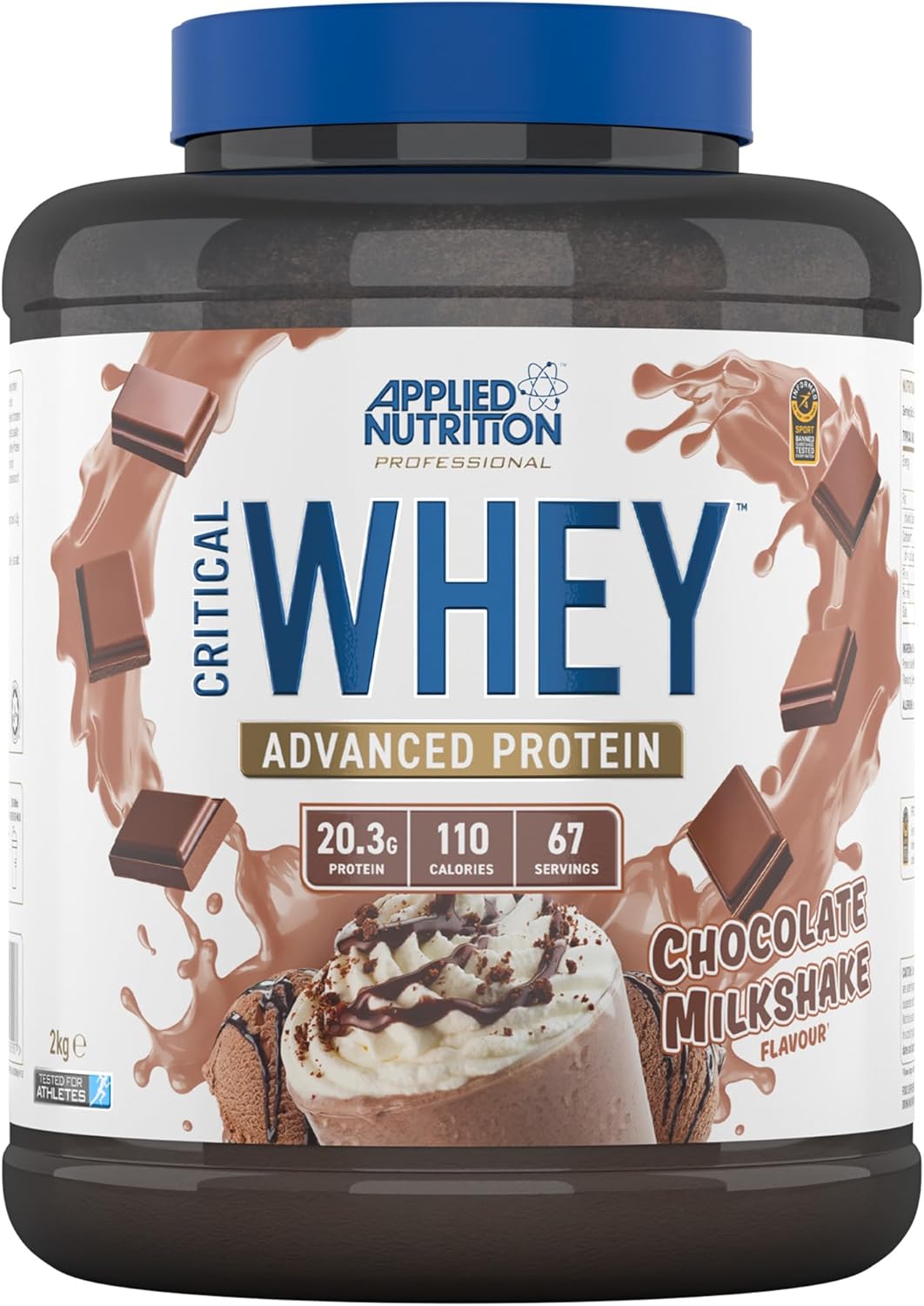 Applied Nutrition Critical Whey Protein Powder 2kg - High Protein Powder, Protein Milkshake, Muscle Building Supplement with BCAAs & Glutamine (2kg - 67 Servings) (Chocolate Milkshake)