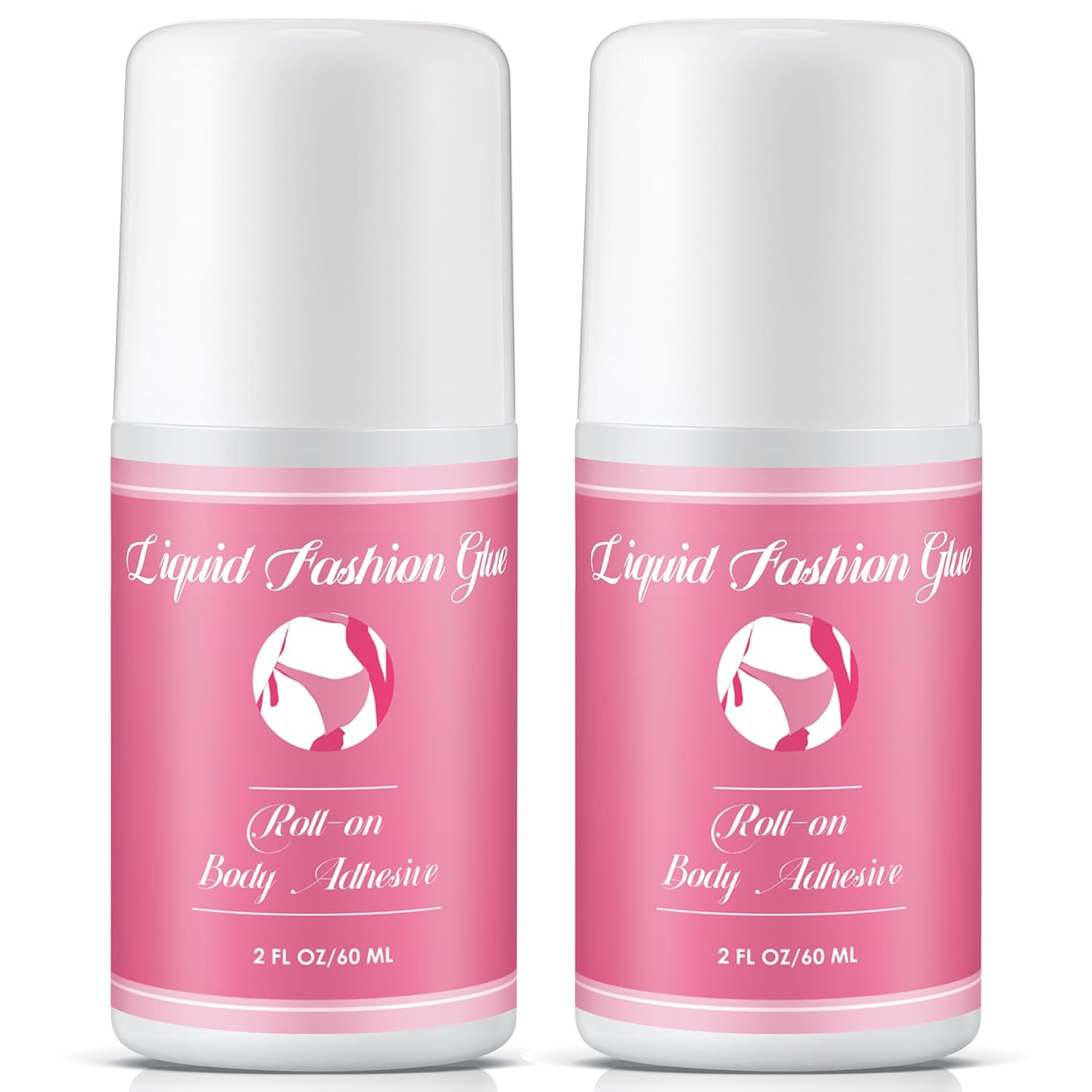 2 Pcs Roll on Body Adhesive for Dancers, 2oz Clear & Non Toxic Liquid Fashion Glue for Oily and Dry Skin, Sweat Resistant Body Adhesive for Compression Stocking, Wig Glue, Residue Free