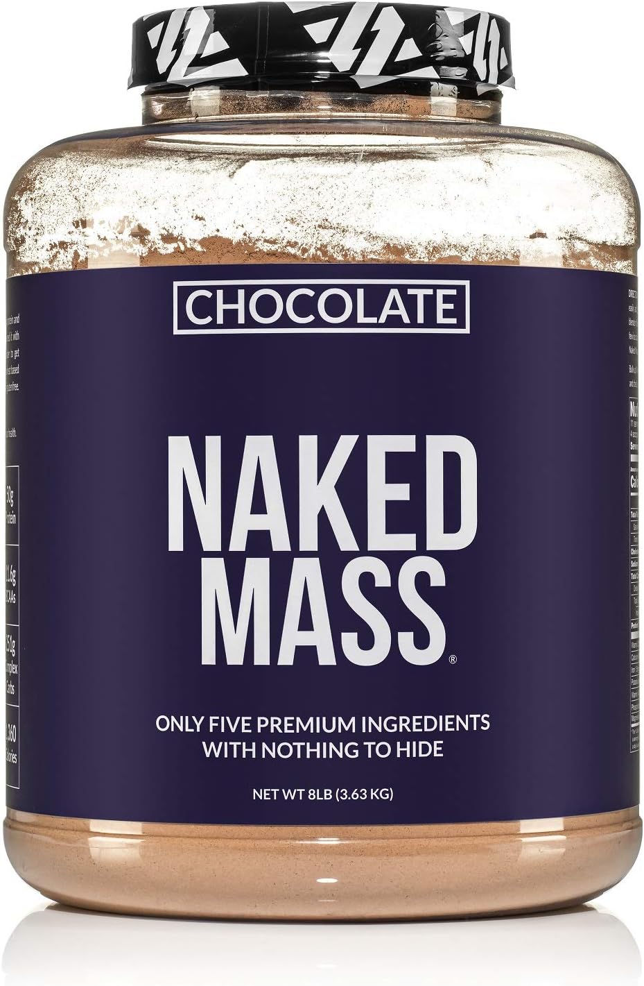NAKED Chocolate Mass Gainer - All Natural Weight Gainer Protein Powder - 8lb Bulk, GMO Free, Gluten Free & Soy Free. No Artificial Ingredients - 1,360 Calories