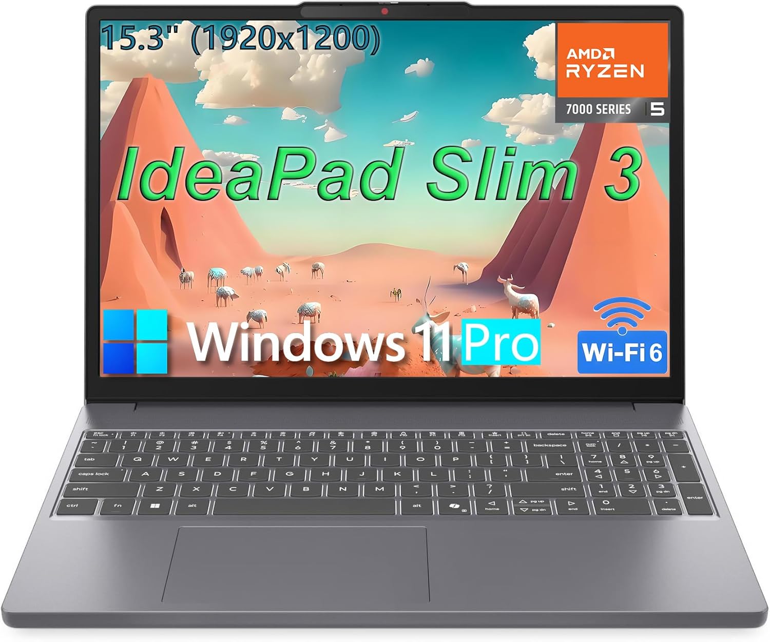 Lenovo IdeaPad Laptop Computer for Home Student Business, AMD Ryzen 5 7535HS (Beat i5-13500H), 15.3" FHD+, 40GB DDR5 RAM, 1TB PCIe SSD, WiFi 6, Bluetooth 5.3, HDMI, Luna Grey, Windows 11 Pro, Wendbo