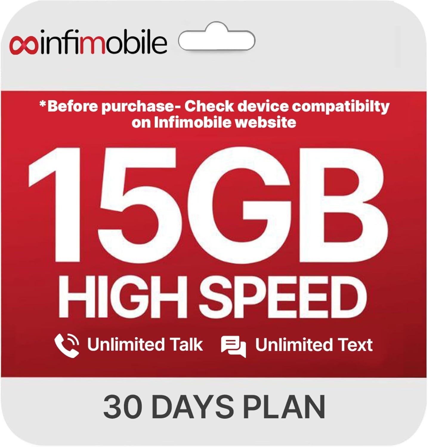 Prepaid Unlimited Plan: 1 Month | 15GB High-Speed Data Per Month | Unlimited Data Talk & Text | Prepaid Plan Service SIM Card | Nationwide Coverage | 4G, 5G Network