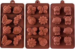 Silicone Molds Non-stick Chocolate Candy Mold,Soap Molds,Silicone Baking mold Making Kit, Set of 3 Forest Theme with Different Shapes Animals,Lovely & Fun for Kids
