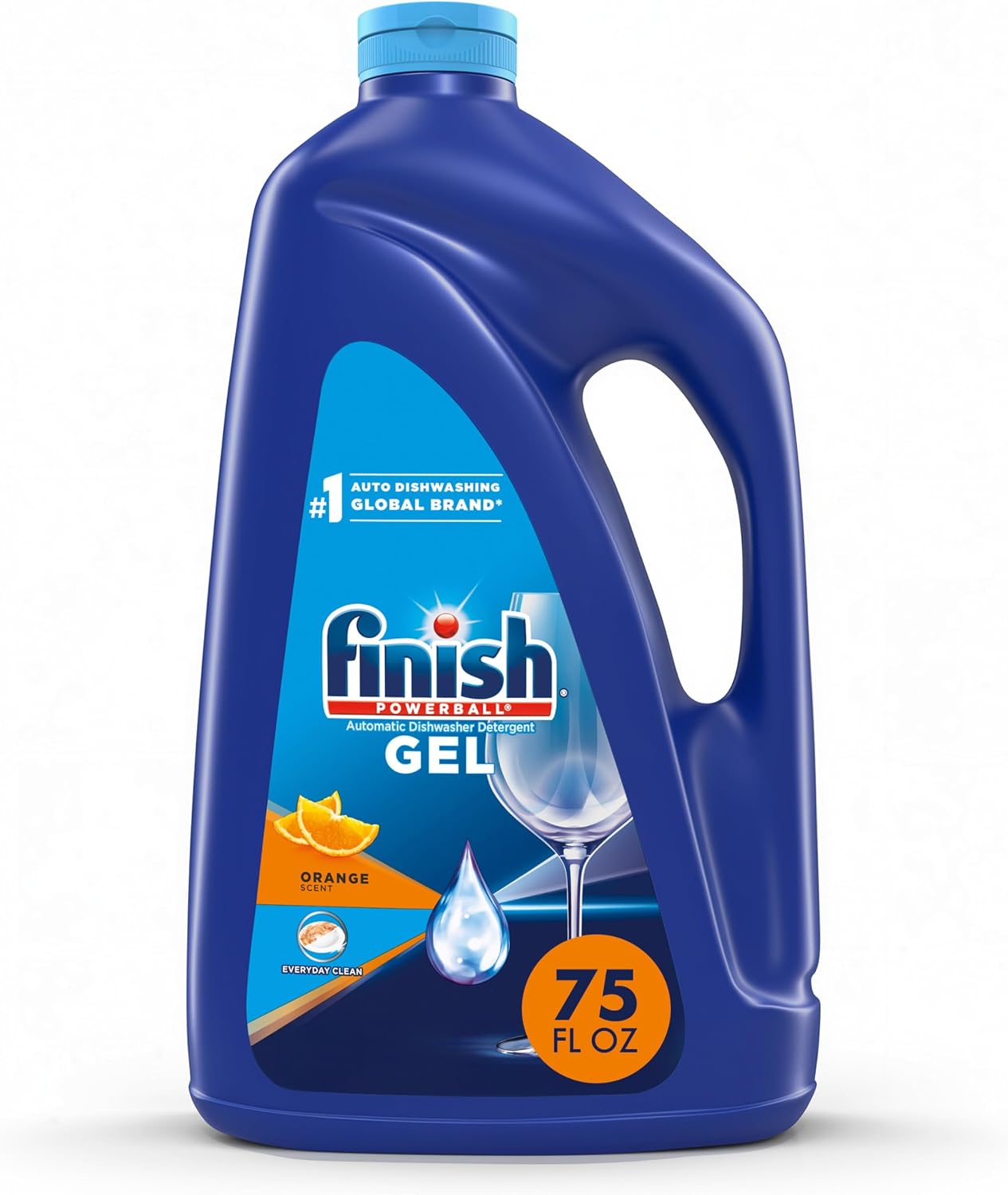 Finish Gel Dishwasher Detergent Liquid, Plastic Free Formula, Orange, 75oz