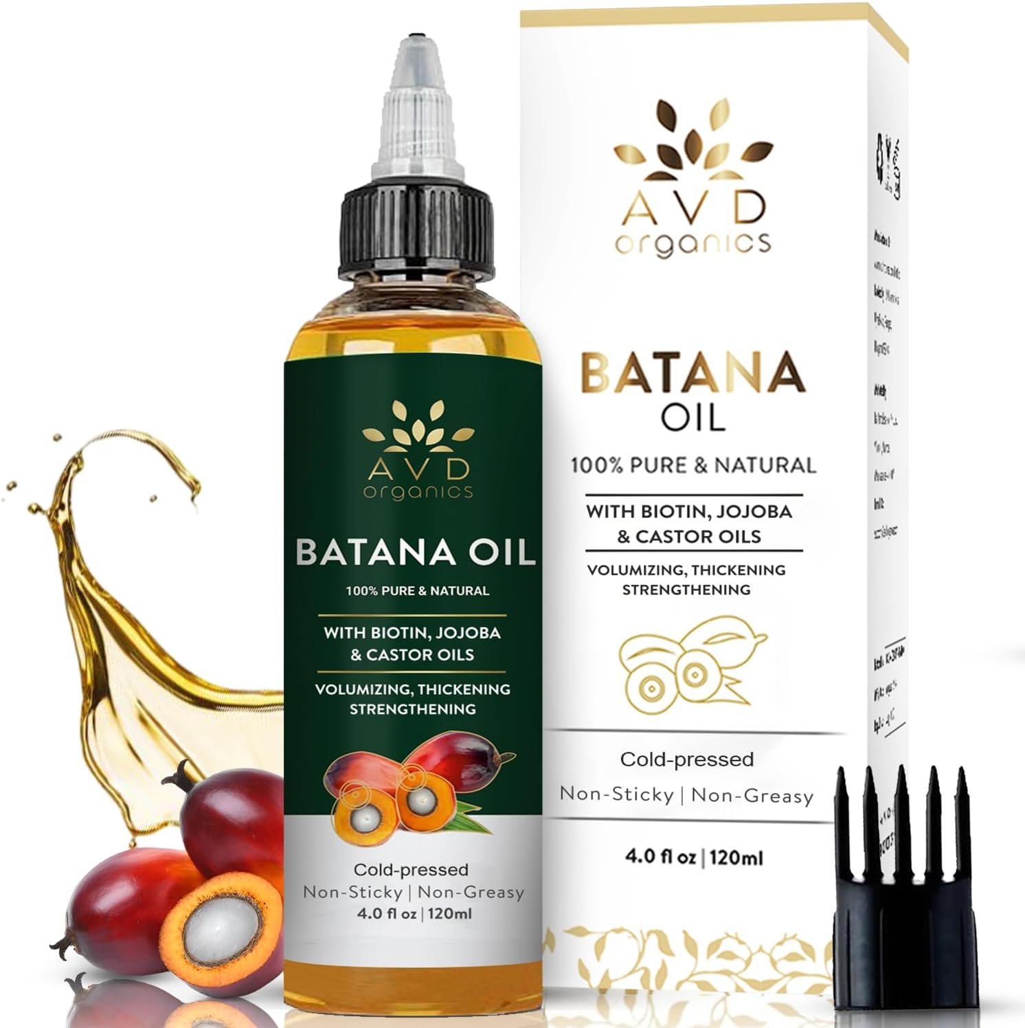 AVD Organics 100% Pure Batana Oil for Hair Growth from Honduras | Raw Batana Oil – Promotes Thicker, Stronger Hair | Ideal for Men & Women | 120ml