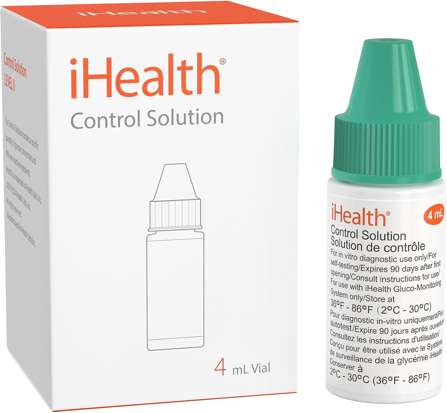 iHealth Control Solution for Blood Glucose Testing – Compatible with BG5S100 Gluco+ & Acacia Glucose Meters, 4mL Vial for Accurate Results