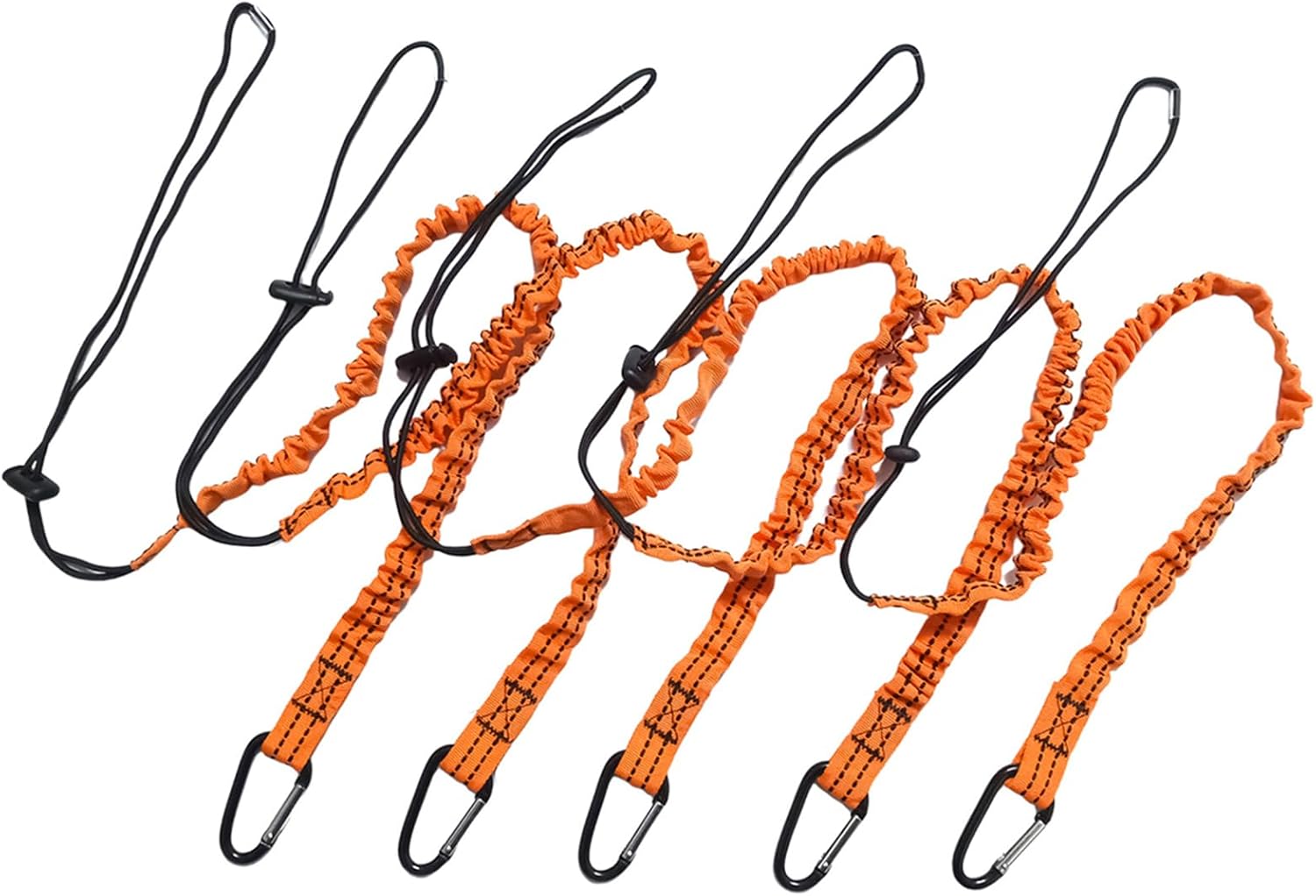 5 Pack Tool Lanyard with Buckle Strap,35.4''-51.2'' Extendable Length Tool Tether Lanyard with Carabiner and Adjustable Loop End, Fall Protection Tool Lanyards for Construction Scaffolding