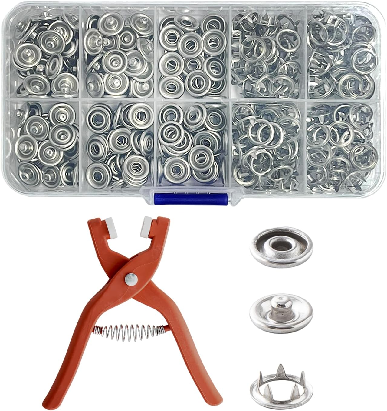 100 Pairs of Metal Snaps, with 1 Pcs Quick Clamp, Fasteners, Snap Set, Suitable for Garment Making, Sewing Leather, Jeans