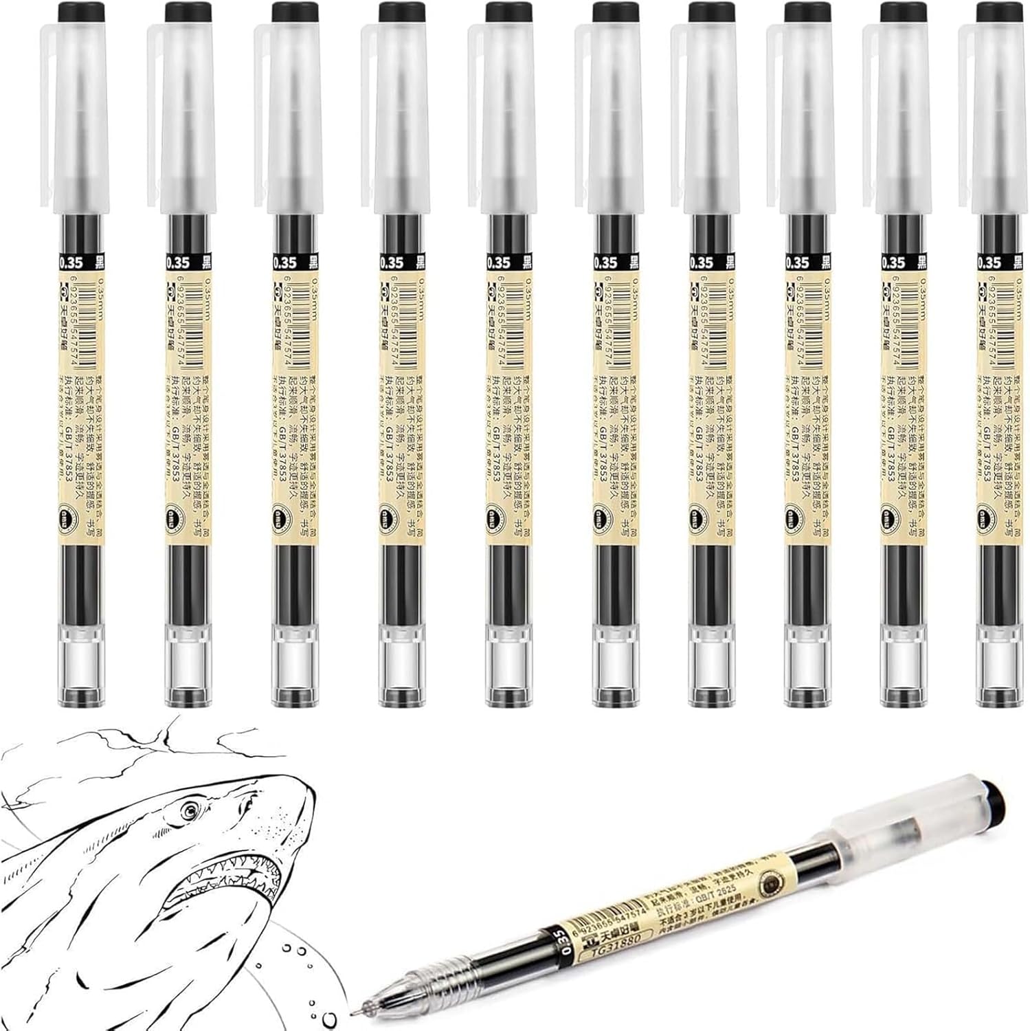 10 Pcs Gel Pens, Black Gel Pens for Writing, Smooth Gel Pen, Gel Ink Rollerball Pens, Ultra-Fast Drying Handwriting Pens Black 0.35mm Pen for Student, Office, Worker Etc