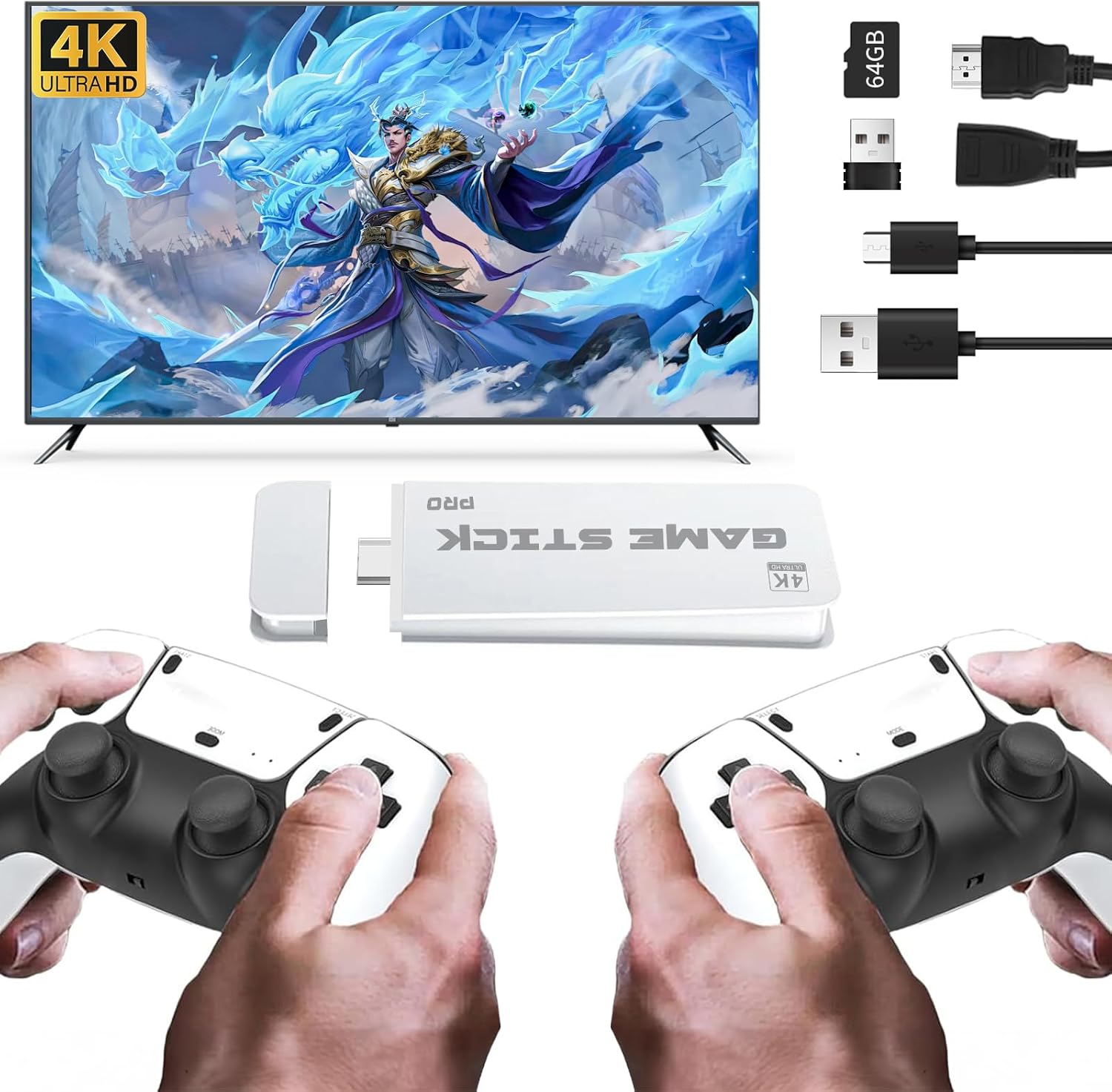Retro Game Console, Wireless Retro Game Stick, Game Stick Pro with 20000+ Classic Games, HDMI 1080P Output, Plug & Play Games Console with Dual 2.4GHz Wireless Controllers, Ideal as Father's Day Gift
